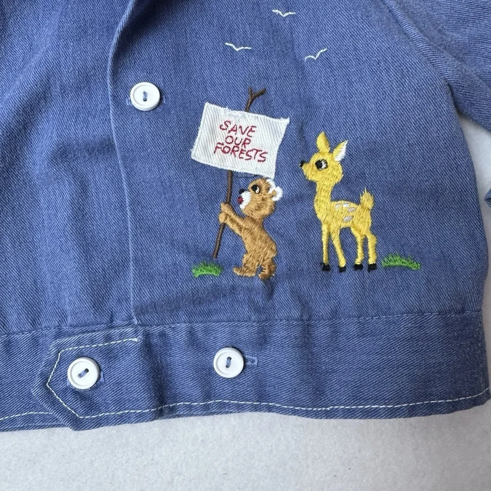 Vintage Baby Smokey The Bear Jacket 60 70s Denim Shirt Save Our Forests *no Size